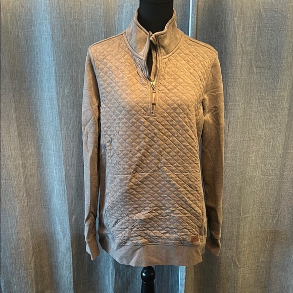 L.L. Bean Tan Zip Up Sweater with Diamond Quilting - Picture 1 of 5